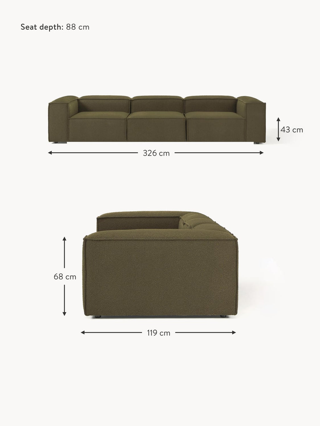 Tavordo Bouclé Modular Sofa (4-seater)