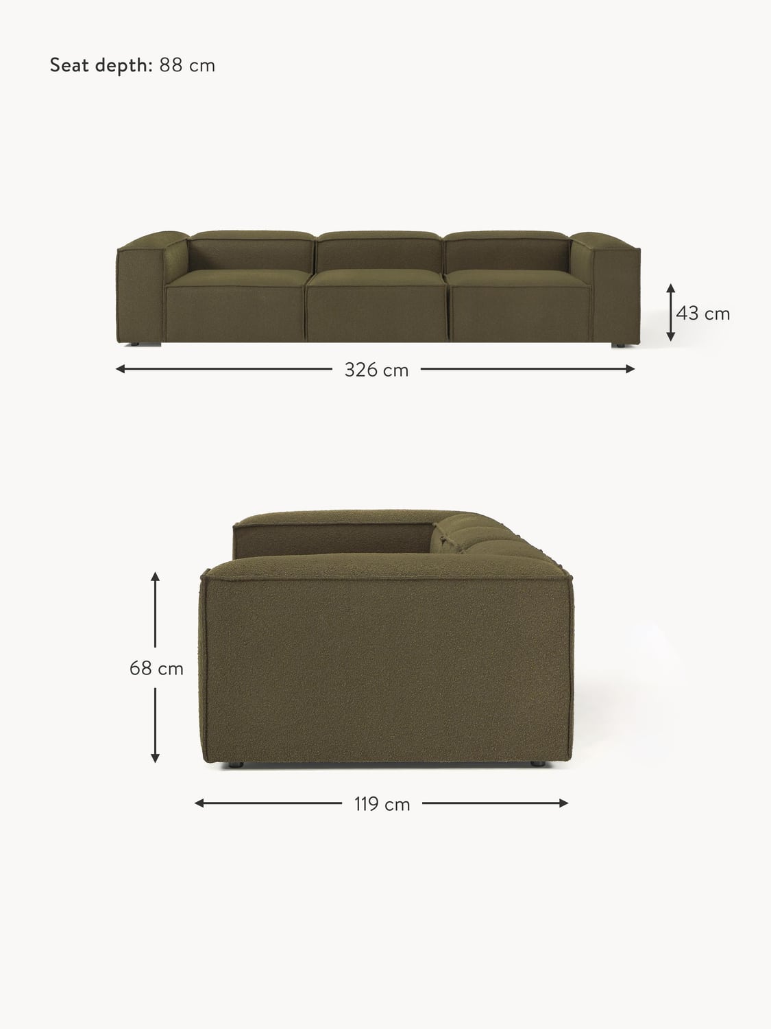 Tavordo Bouclé Modular Sofa (4-seater)