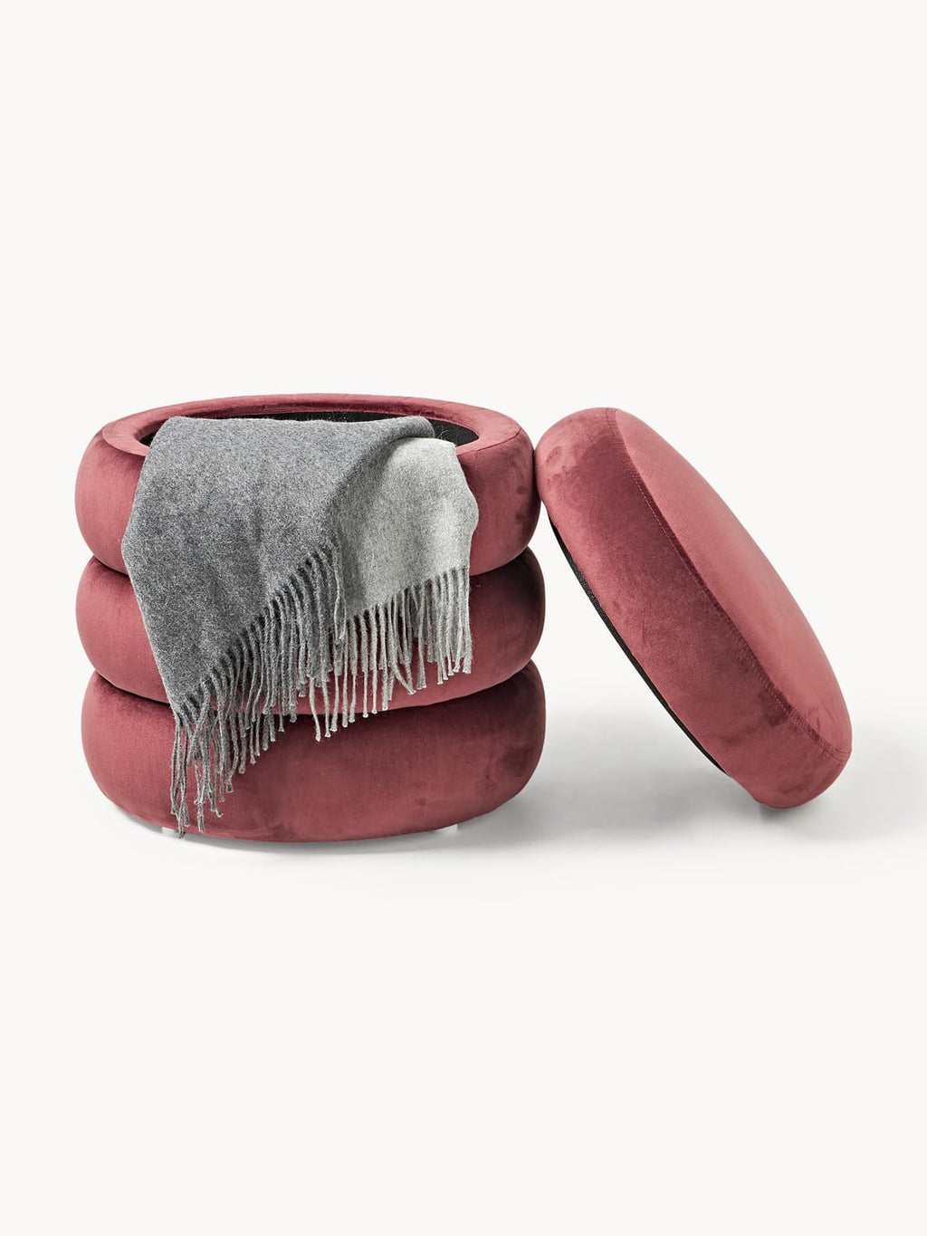 Alserio Velvet Upholstered Stool with Storage Space
