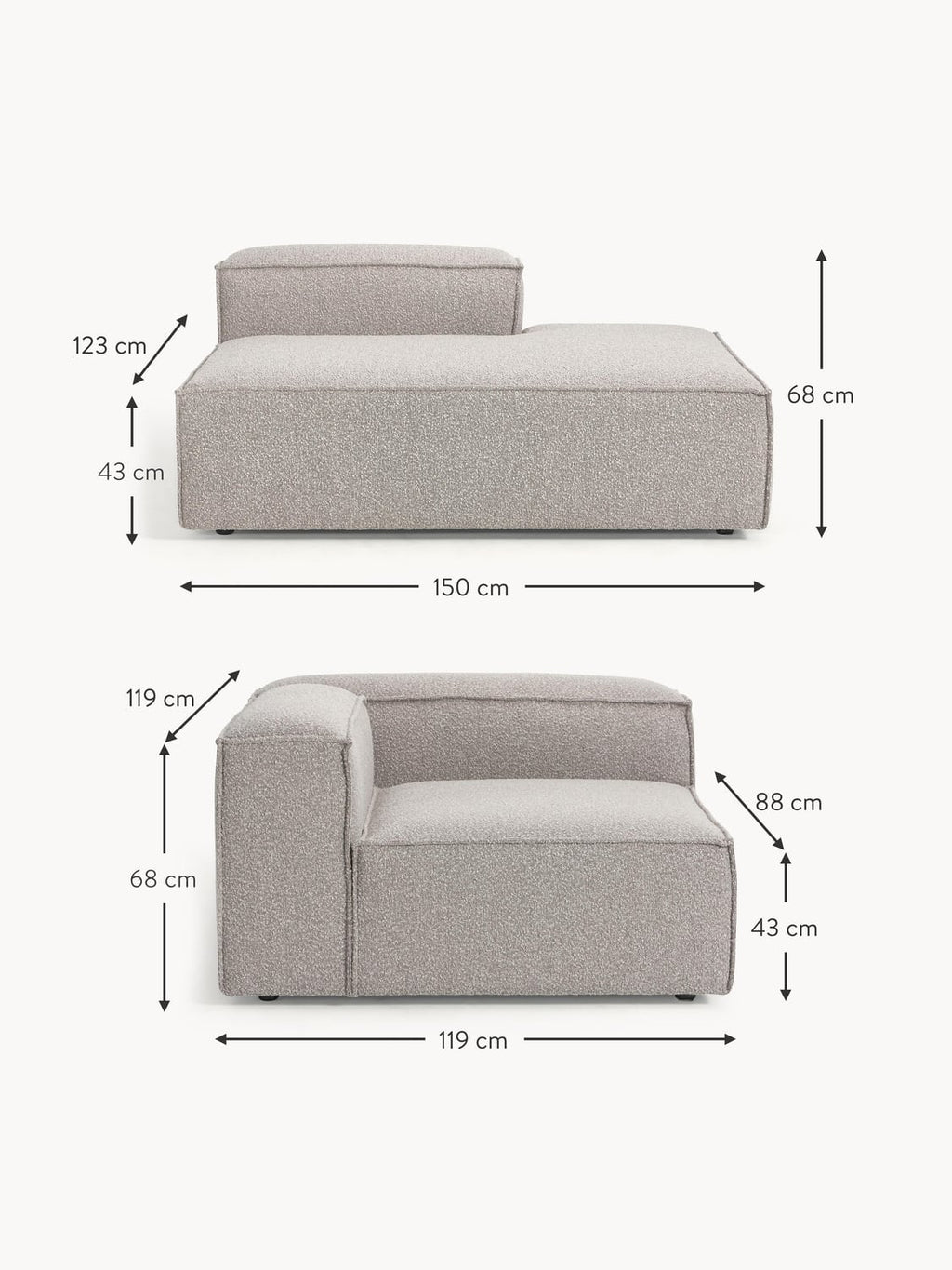 Tavordo Bouclé Modular Ottoman