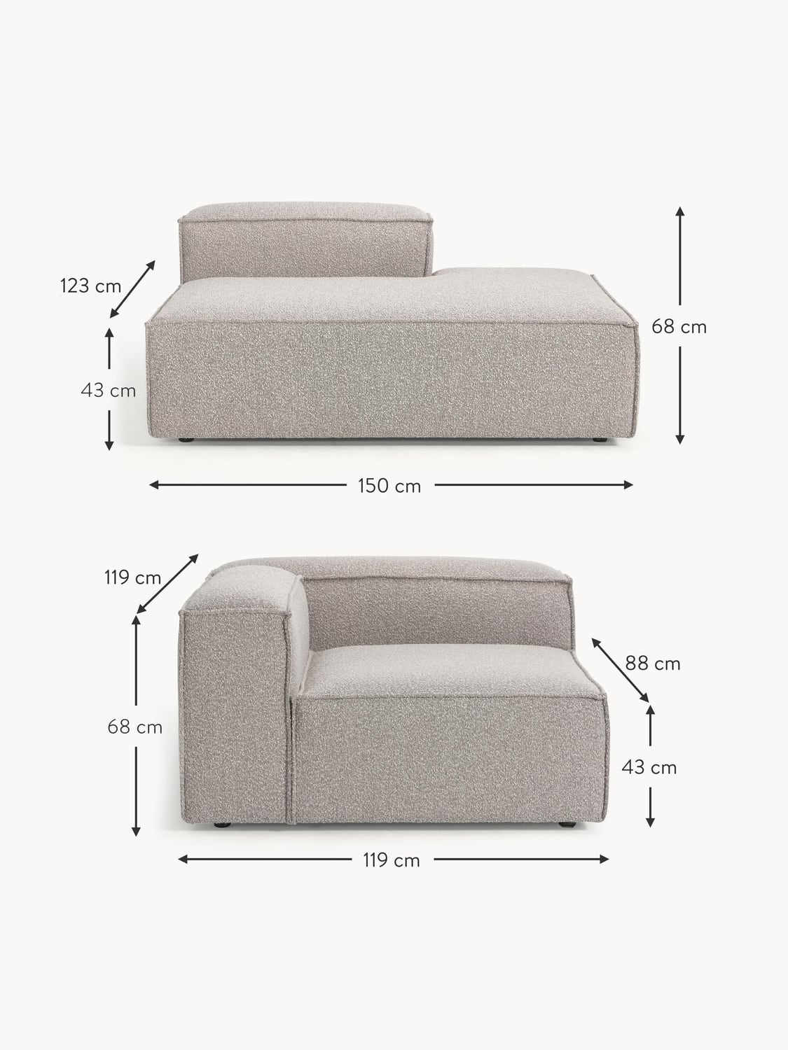 Tavordo Bouclé Modular Ottoman