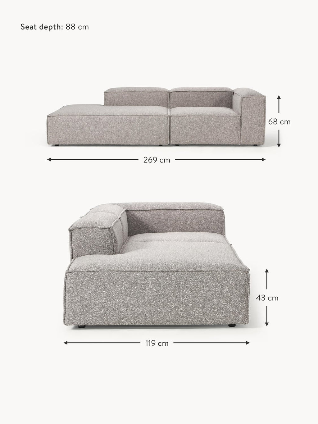 Tavordo Bouclé Modular Ottoman