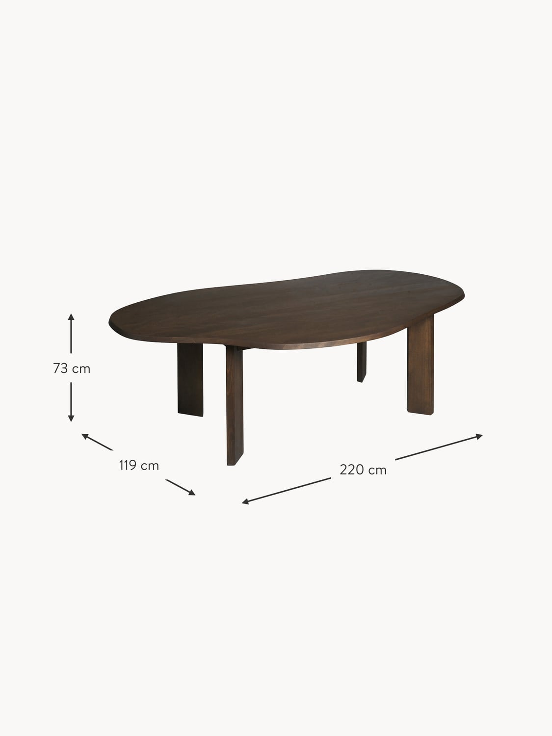 Nesso Beech Wood Dining Table, 220 x 119 cm