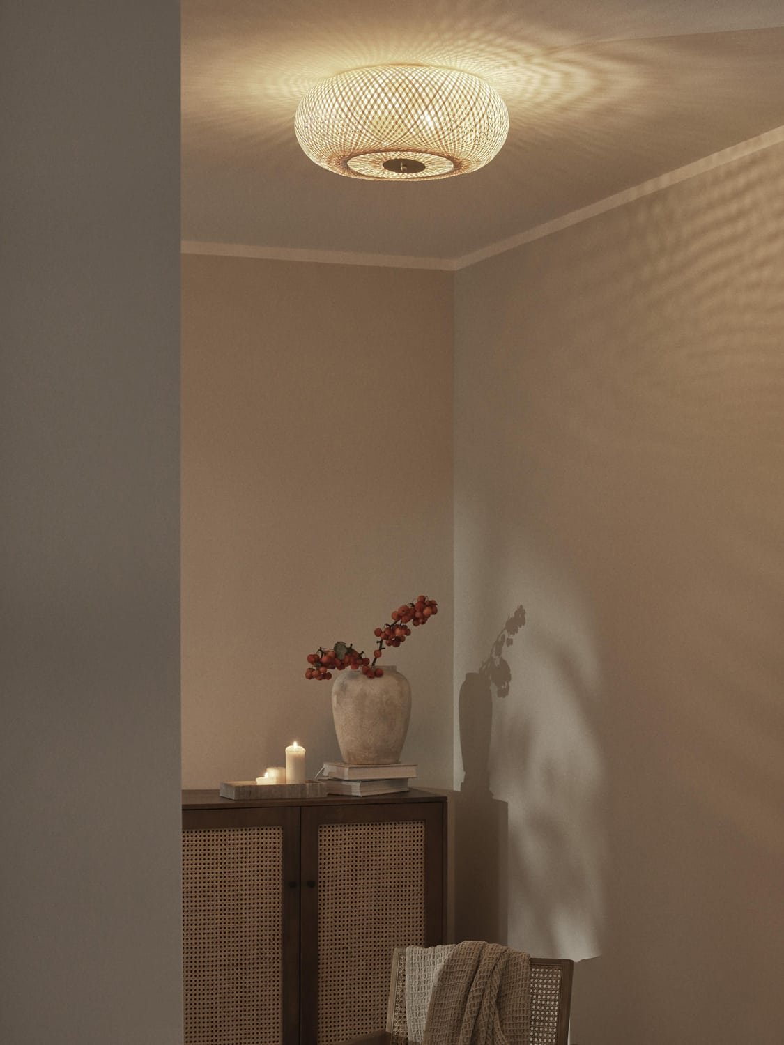Senna Bamboo Design Ceiling Lamp, Untreated