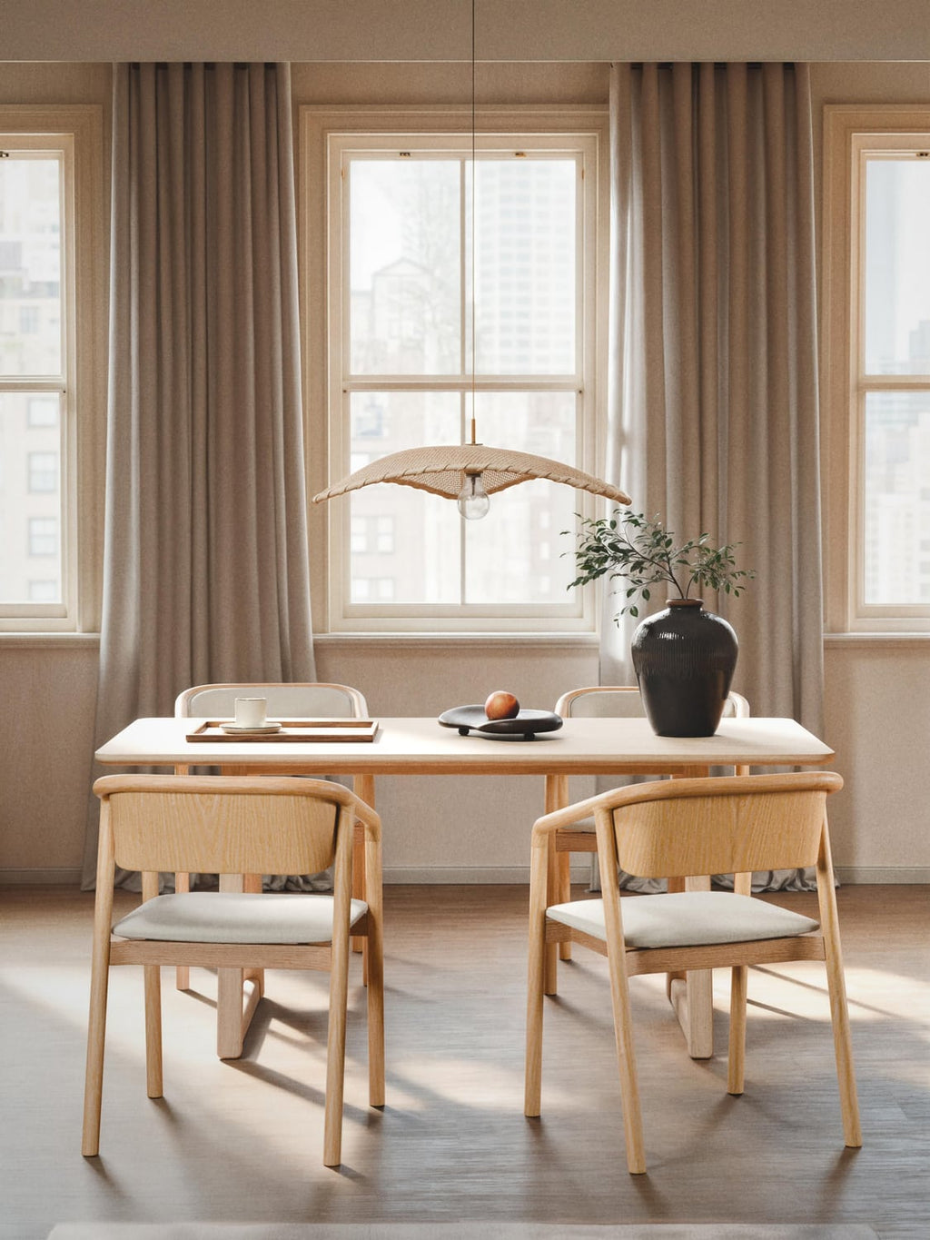 Dervio Oak Wood Dining Table — available in several sizes