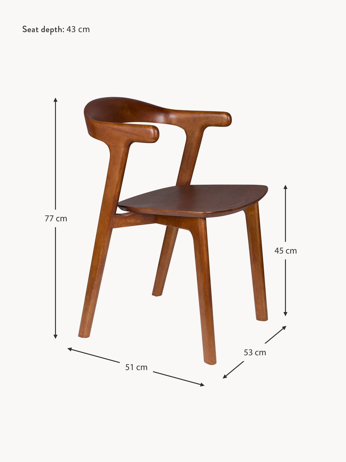 Pusiano Wooden Dining Chairs with Armrests (set of 2)