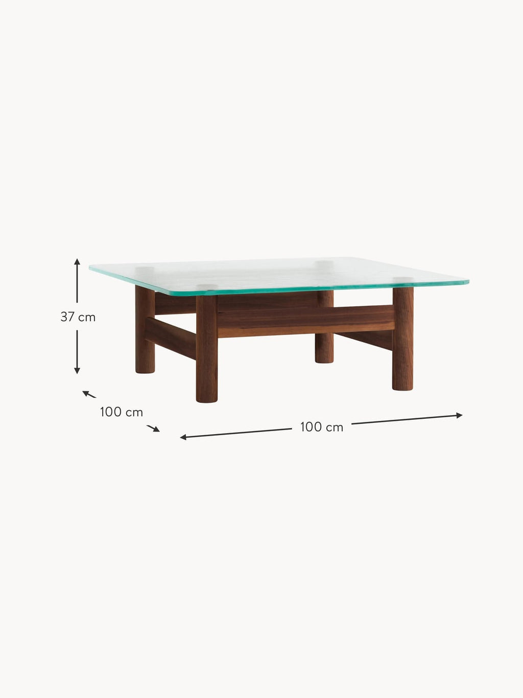 Faggeto Walnut Wood Coffee Table with Glass Top