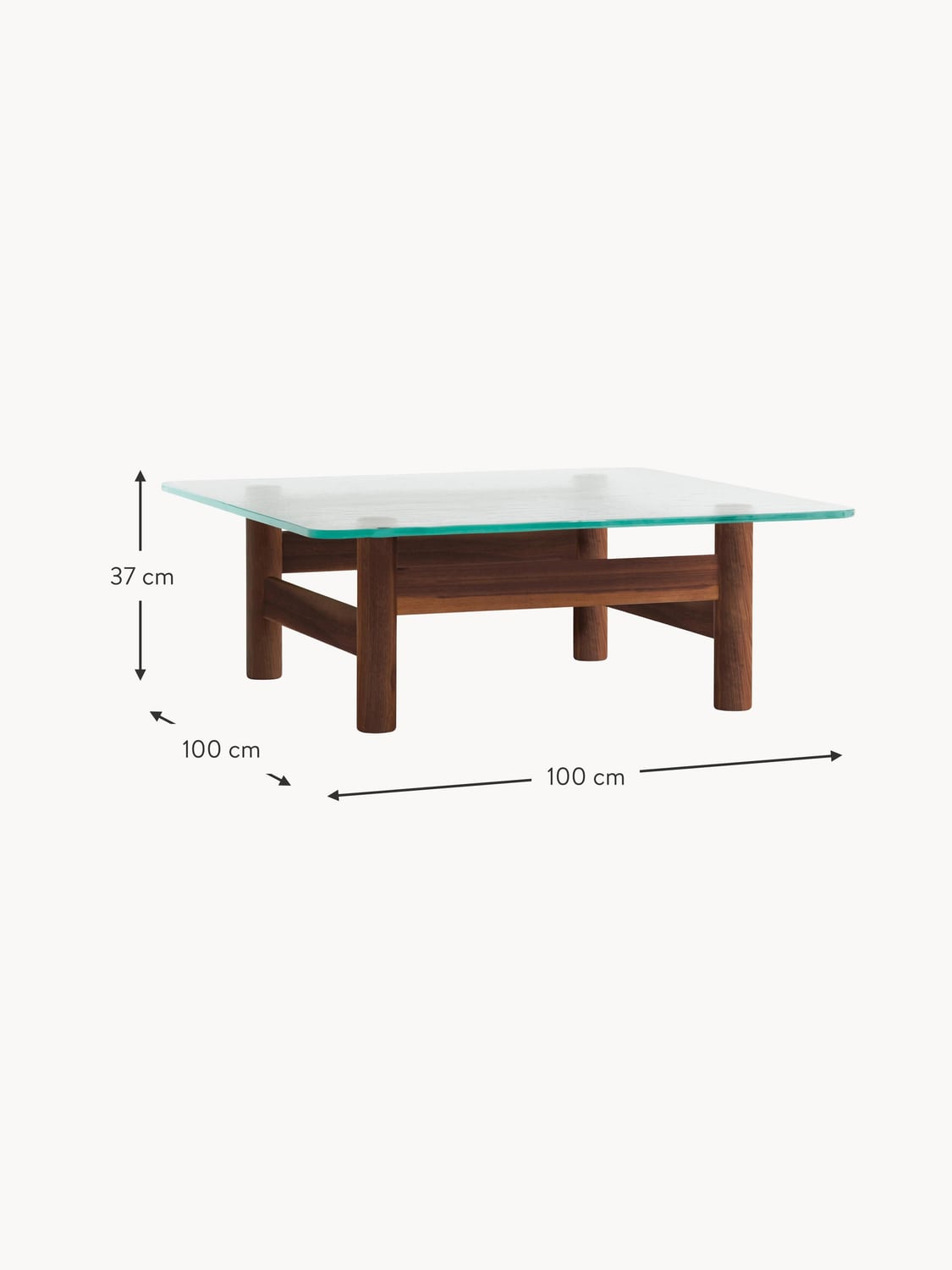 Faggeto Walnut Wood Coffee Table with Glass Top