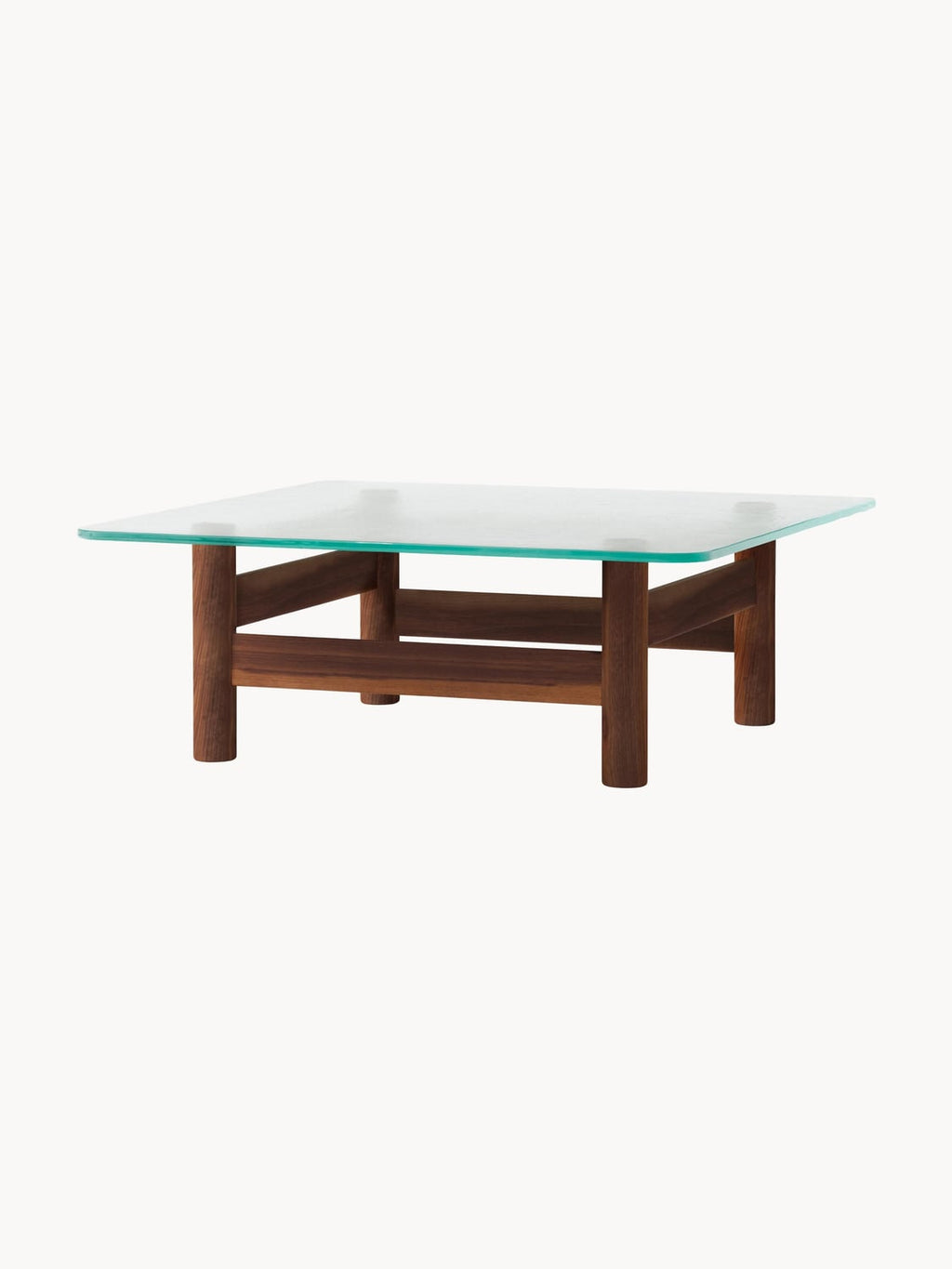 Faggeto Walnut Wood Coffee Table with Glass Top