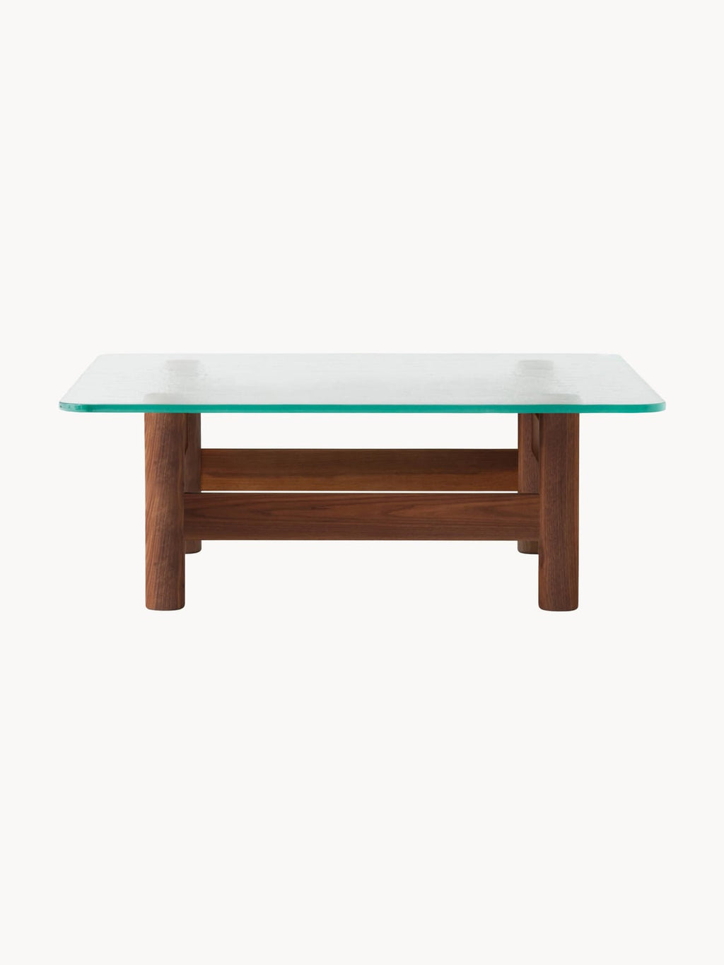 Faggeto Walnut Wood Coffee Table with Glass Top