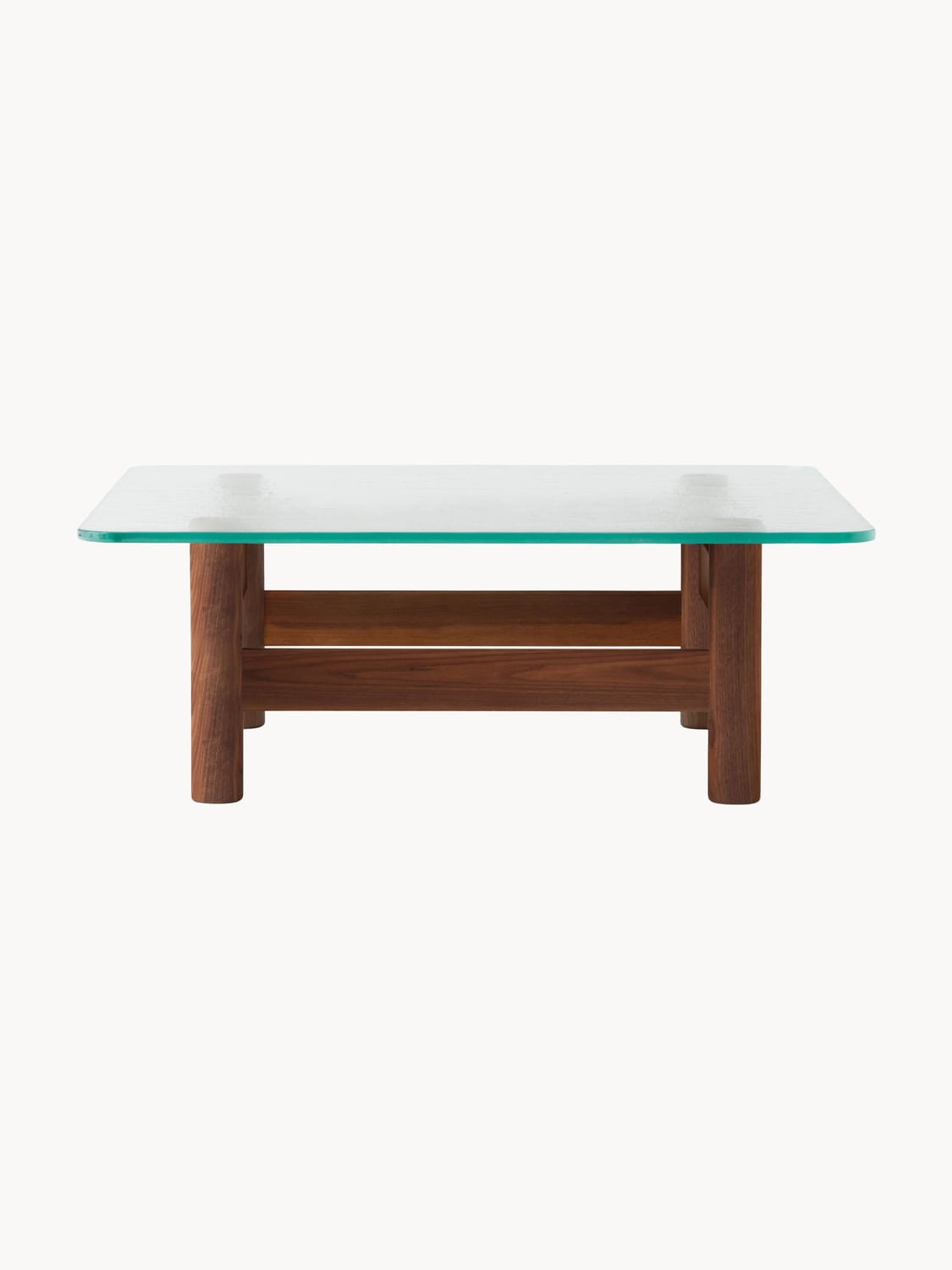Faggeto Walnut Wood Coffee Table with Glass Top