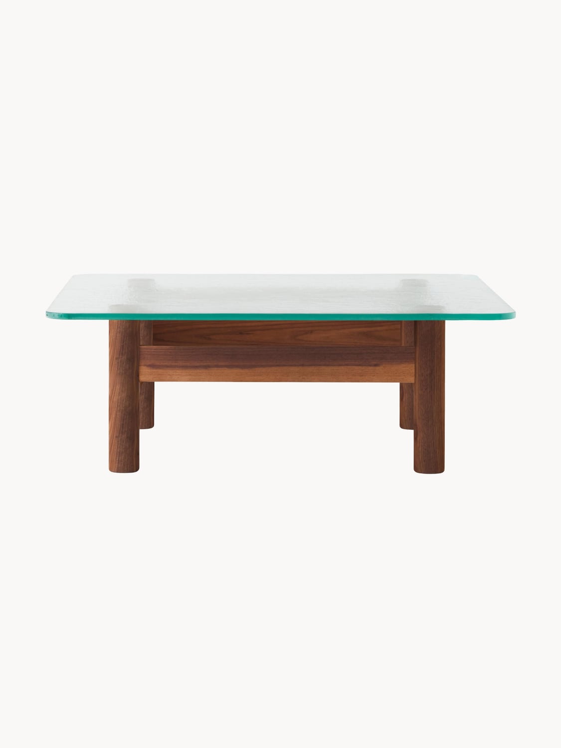 Faggeto Walnut Wood Coffee Table with Glass Top