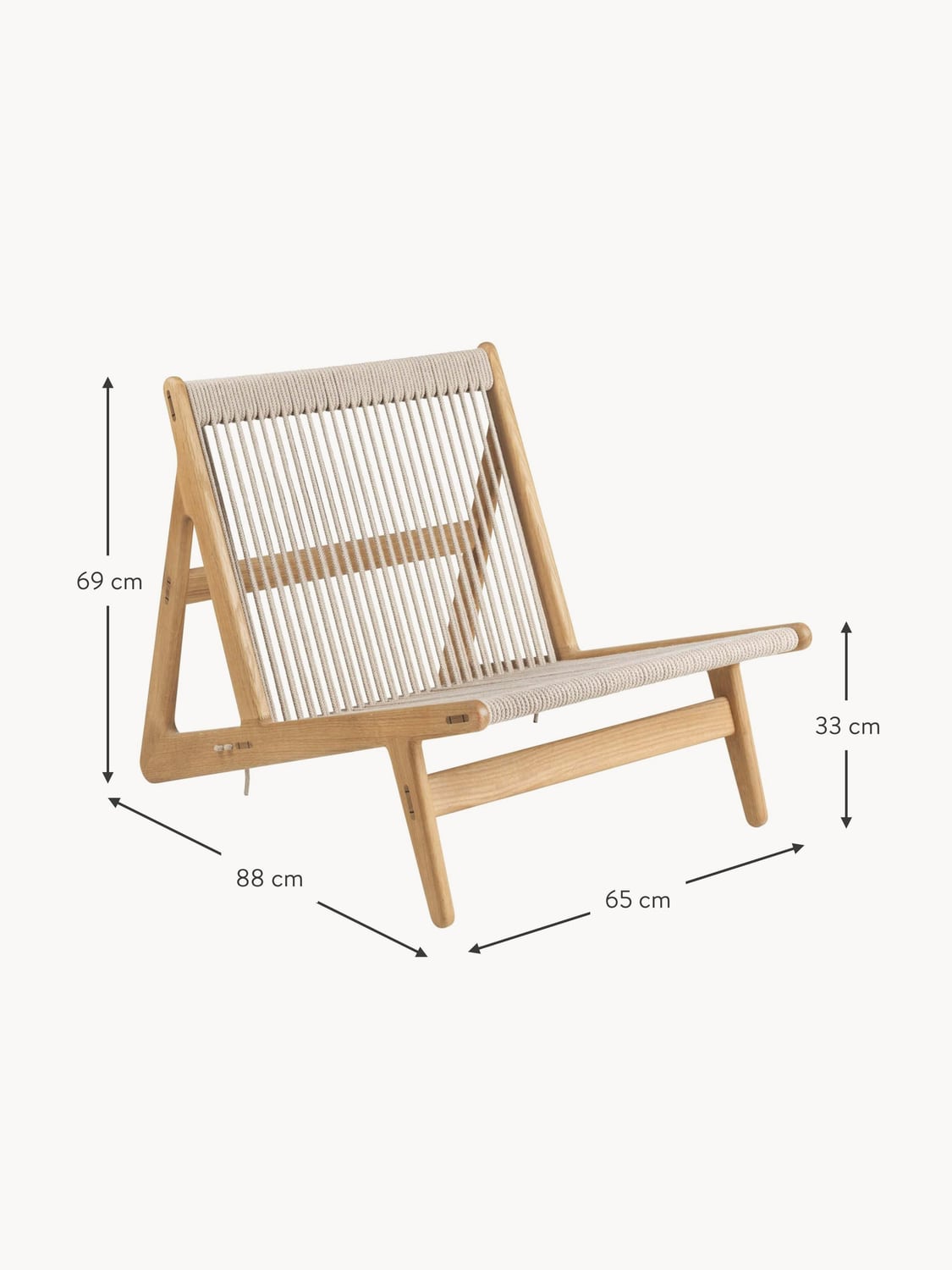 Laglio Handmade Oak Wood Lounge Chair MR01 with Seat Cushion