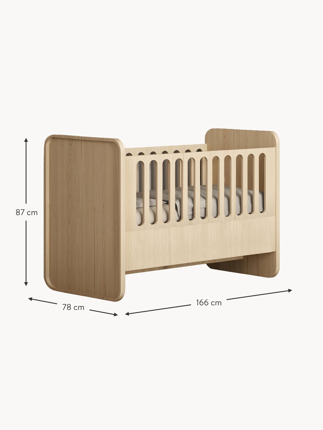 Orsenigo Baby Bed with Extension to Kids Bed, 70 x 120/160 cm
