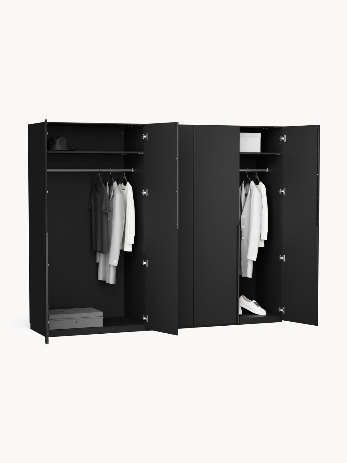 Dosso Modular Hinged Door Wardrobe, 250 cm Wide — available in several sizes