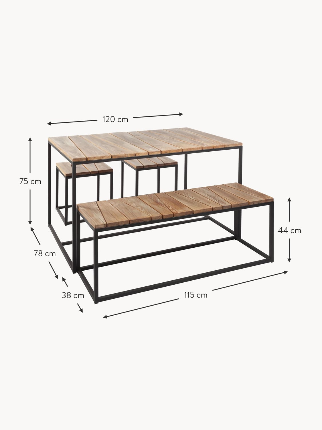 Merone Robinia Wood Garden Lounge Set (set of 4)