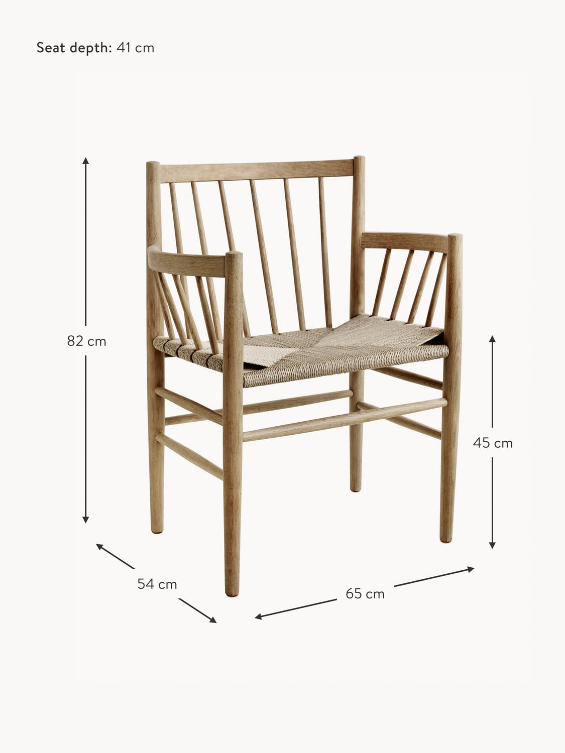 Albogasio Oak Wood Dining Chair J81 with Armrests