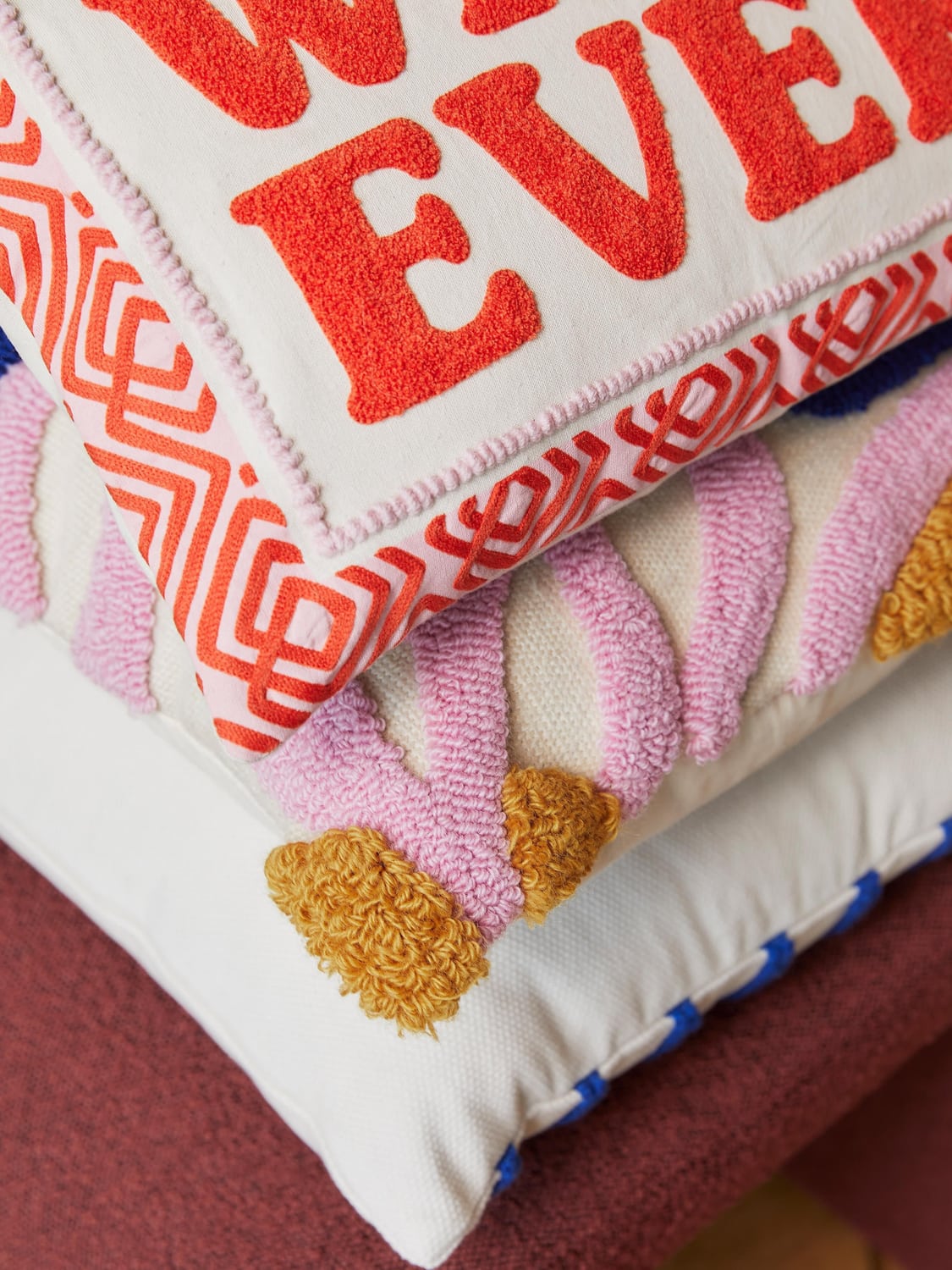 Zavattarello Cushion Cover with Embroidered Lettering