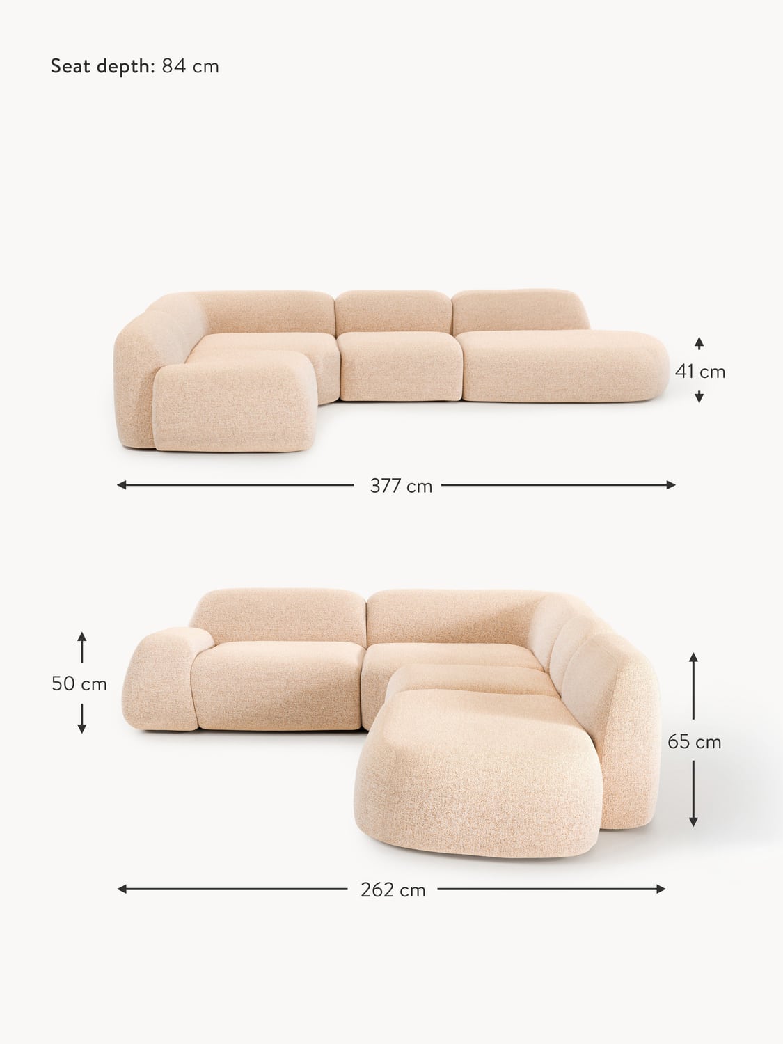 Bellara XL Modular Bouclé Corner Sofa with Chaise End