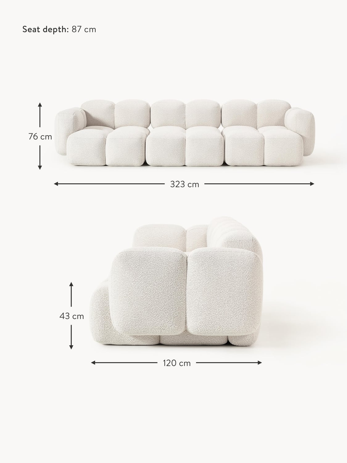 Valbrona Bouclé Modular Sofa (4-seater)