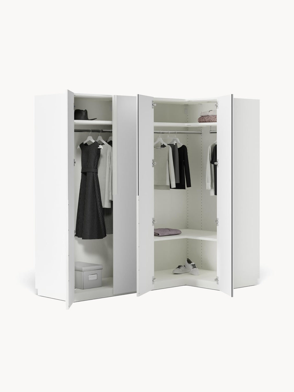 Dosso Modular Corner Wardrobe, 215 cm Wide — available in several sizes