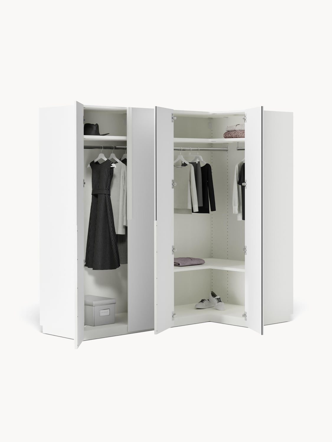 Dosso Modular Corner Wardrobe, 215 cm Wide — available in several sizes