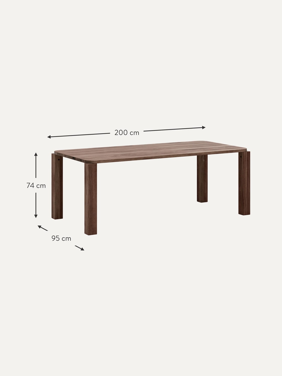 Rovenna Oak Wood Dining Table, Various Sizes