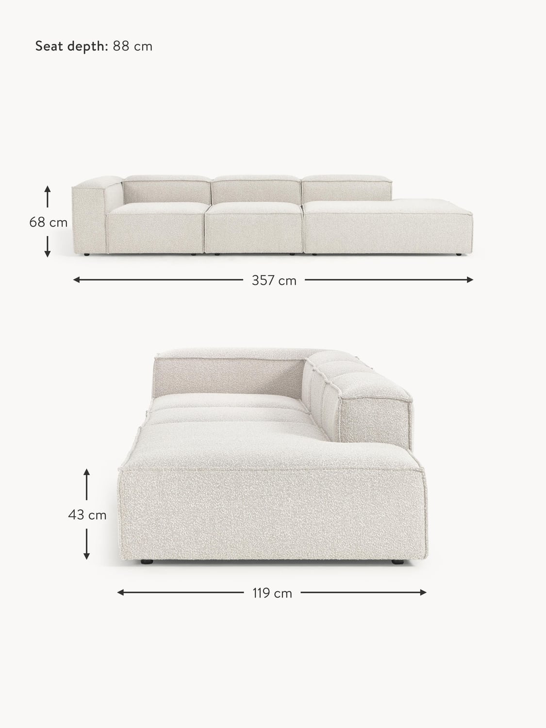 Tavordo Bouclé Modular XL Ottoman