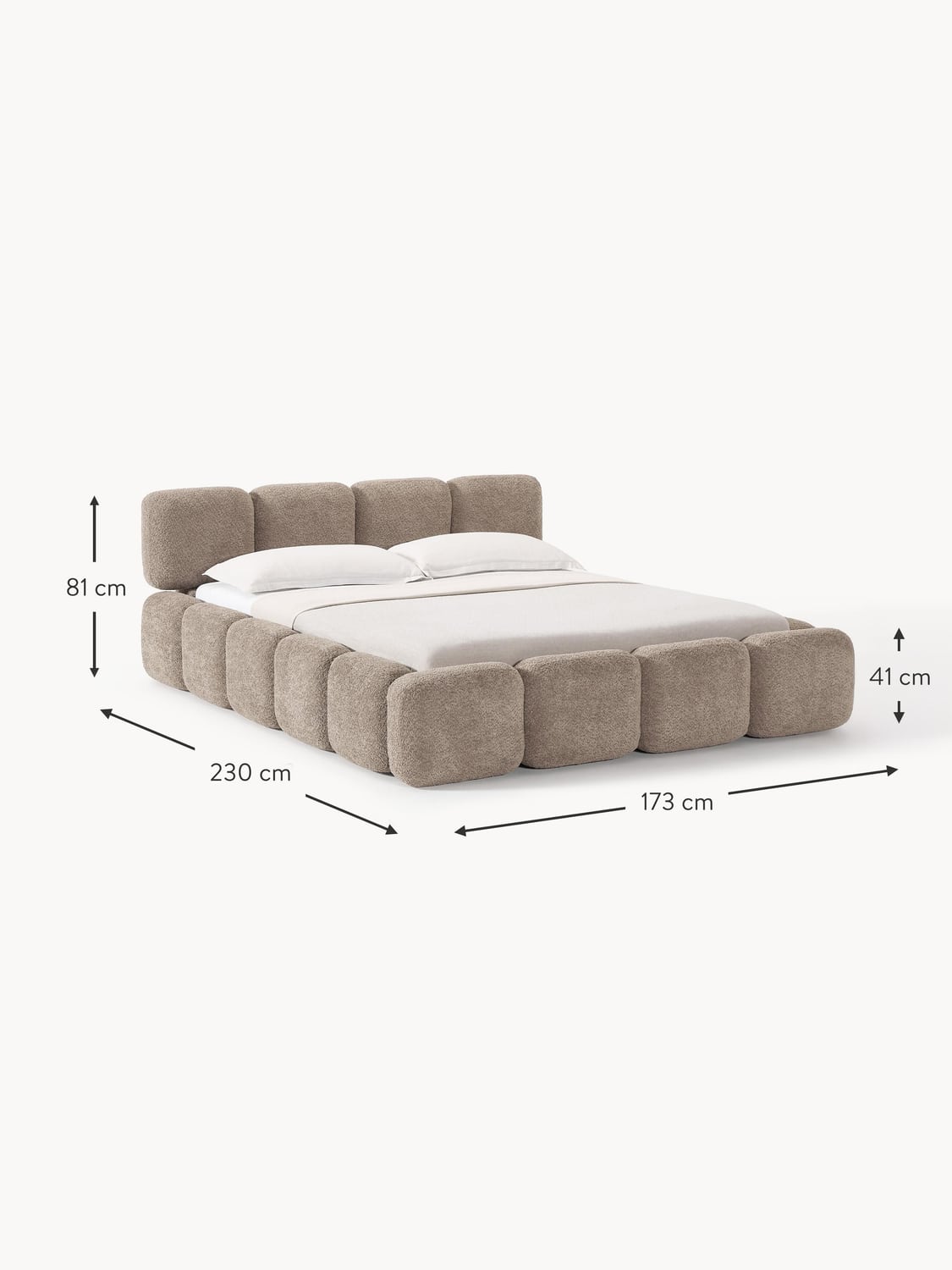Valbrona Upholstered Teddy Bouclé Bed