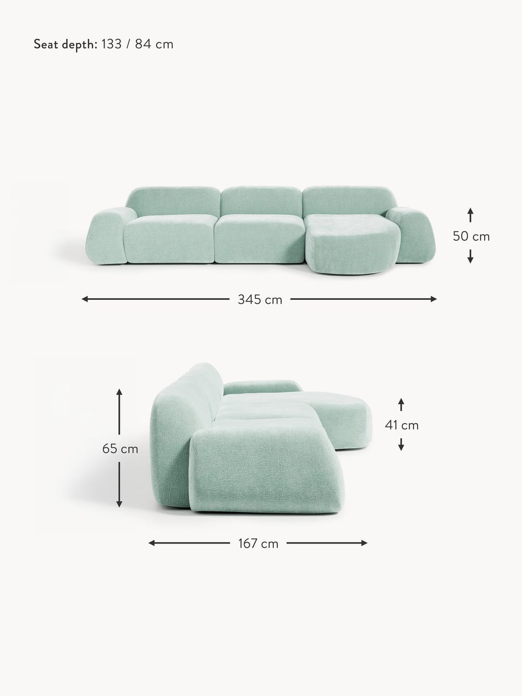 Bellara Modular Teddy Corner Sofa (4-seater)