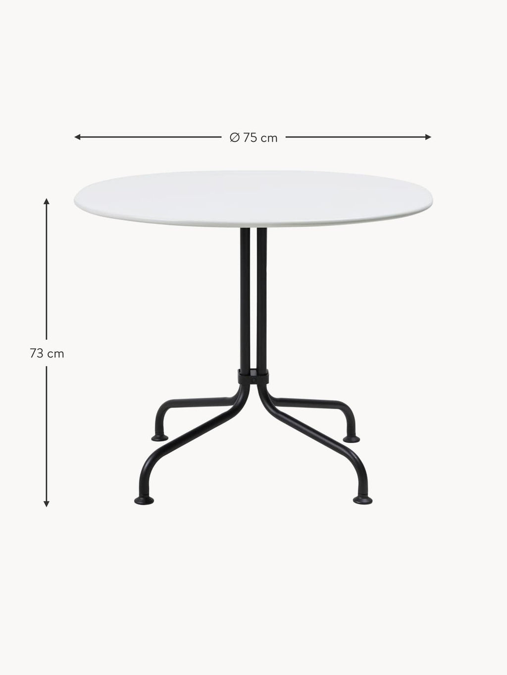 Delebio Round Bistro Table with Ceramic Top, Ø 75 x H 73 cm