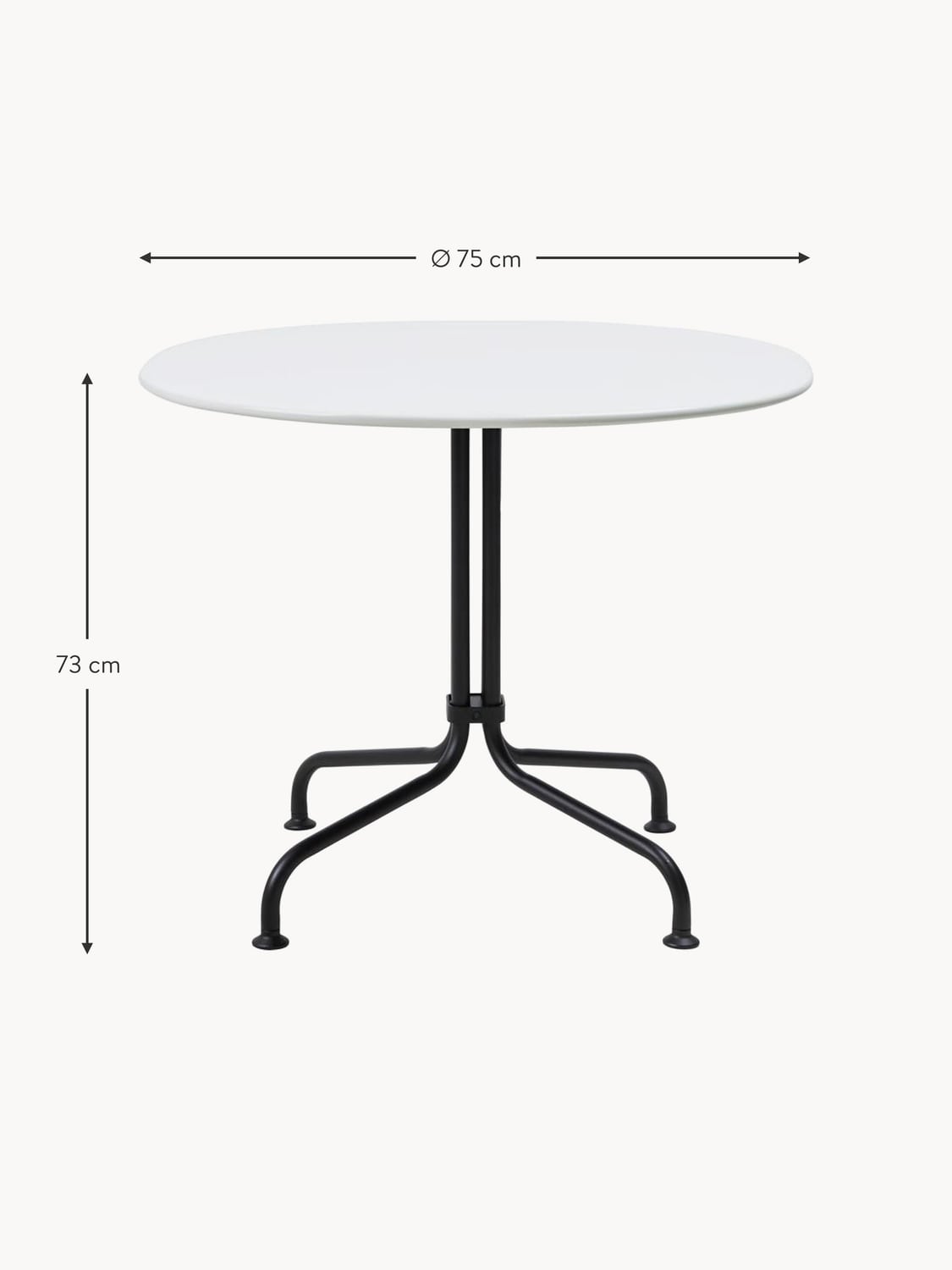 Delebio Round Bistro Table with Ceramic Top, Ø 75 x H 73 cm
