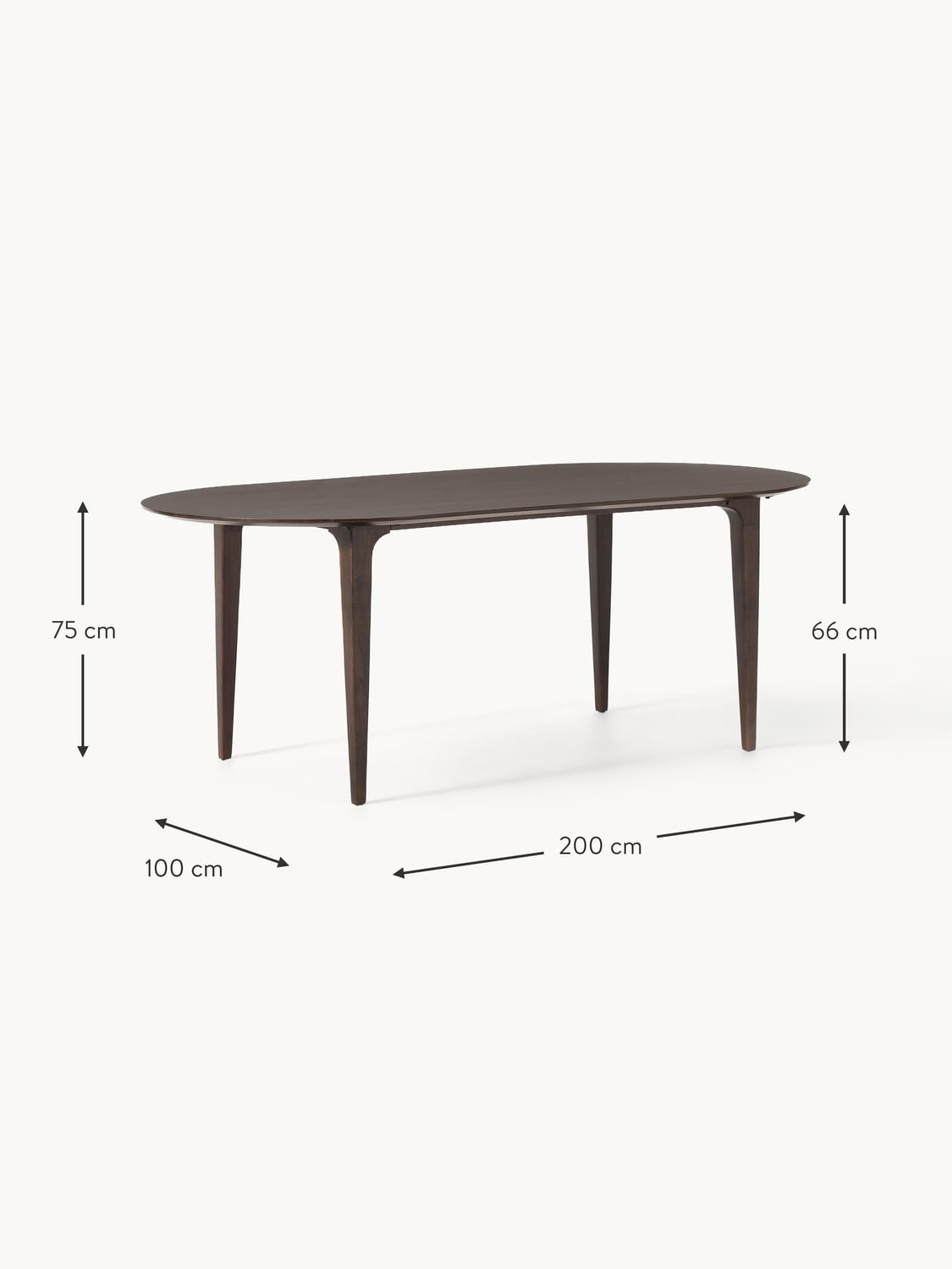 Mozzate Oval Mango Wood Dining Table, 200 x 100 cm