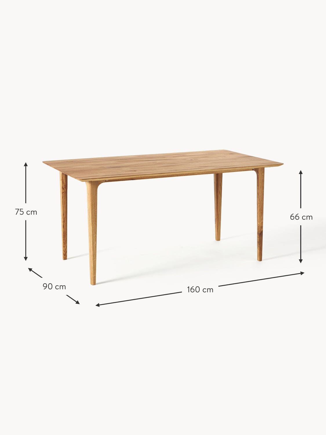 Mozzate Oak Wood Dining Table — available in several sizes