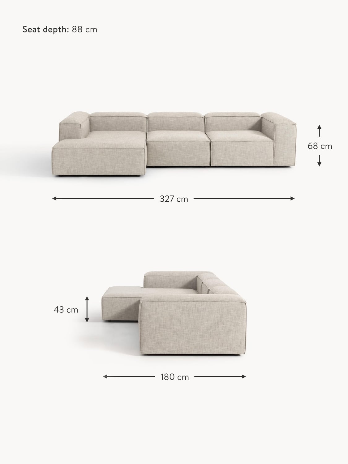 Tavordo Linen Blend Modular Corner Sofa (4-seater)